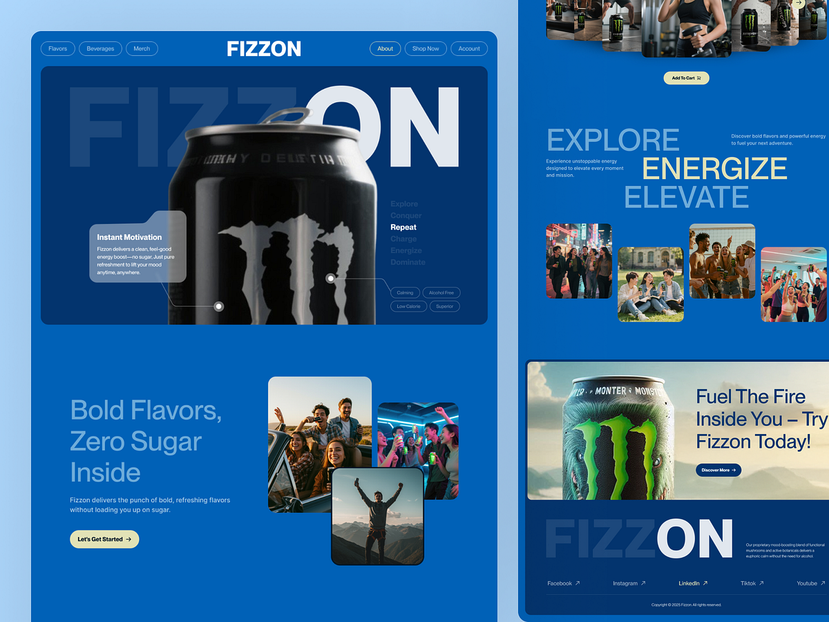 Fizzon – Bold Energy Drink Landing Page Design Image 1
