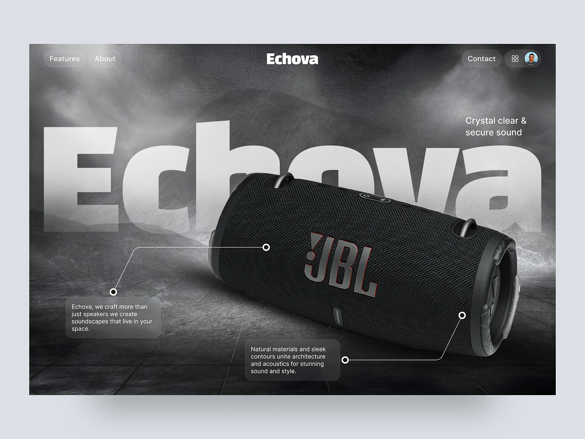 Echova - Minimalist Bluetooth Speaker Web Design Concept