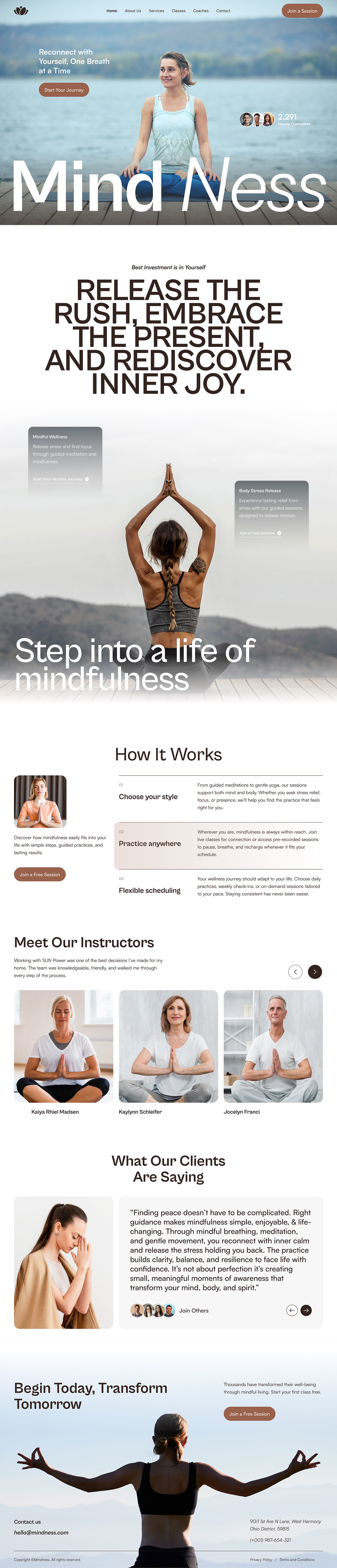 Mindfulness & Yoga Website UI – Calm, Minimal, Wellness Design Image 0