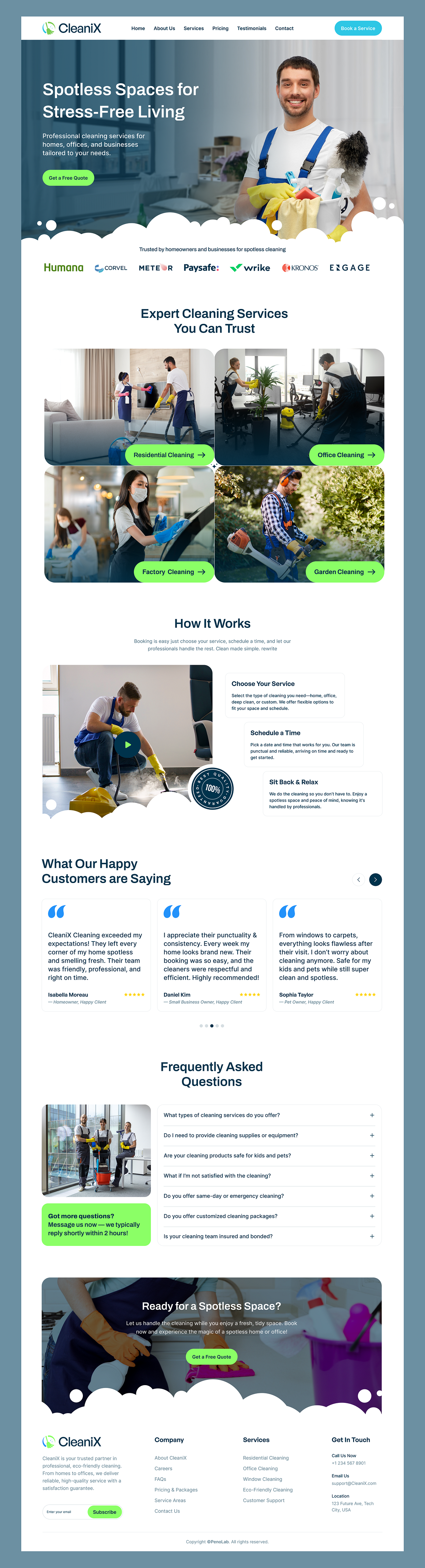 Cleaning Janitorial Maid Services Company Website UI Design Image 1