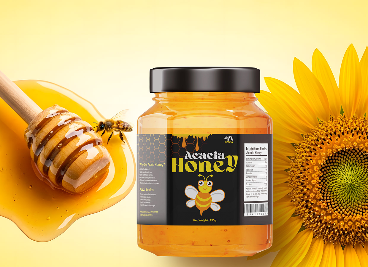 Acacia Honey Jar Packaging Design Image 1