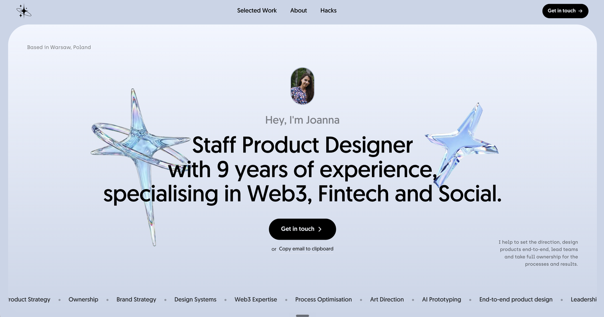 Joanna Szymendera — Staff Product Designer Portfolio (Web3, Fintech, Social)