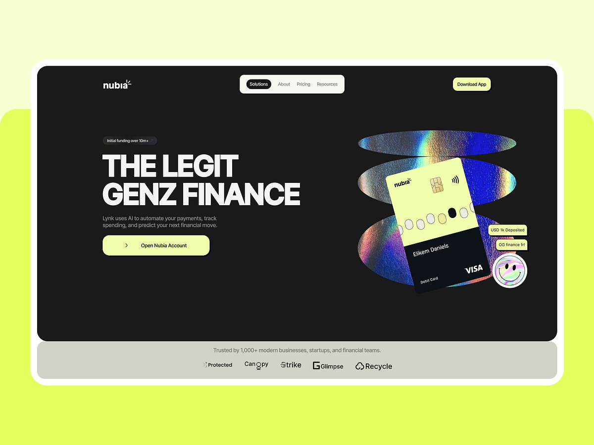 Nubia - Fintech App UI