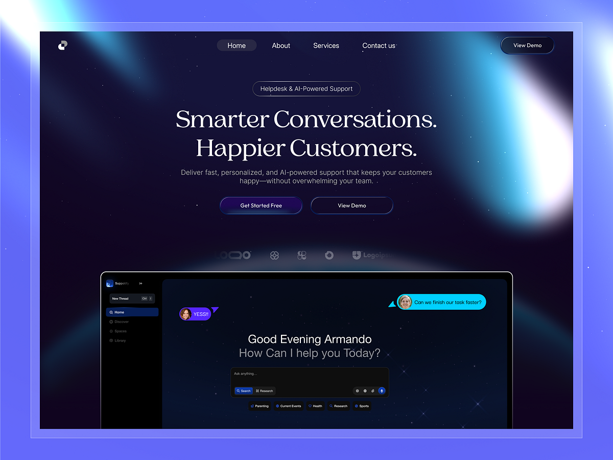 Helpdesk AI - Smart Customer Support SaaS | Web Design