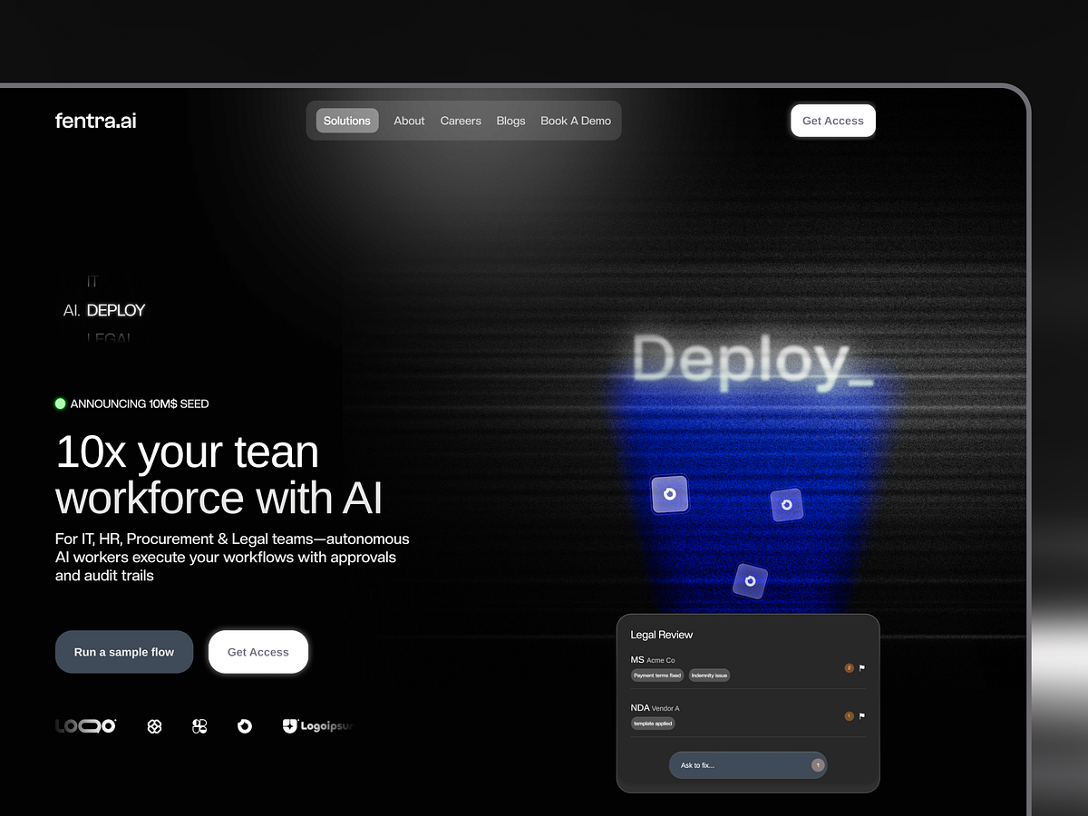 Fentra.ai - AI Workflow Automation Landing Page