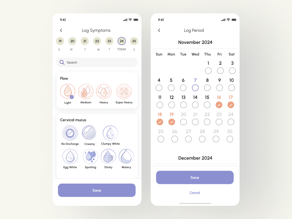 Mobile App UI UX Design | Femtech Wellness IOS Nutrition Tracker Image 2