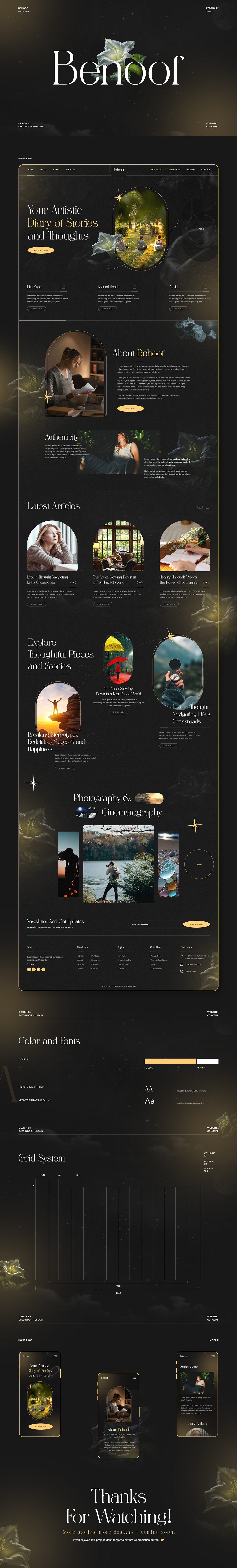 Behoof — Personal Blog & Journal Website UI Design