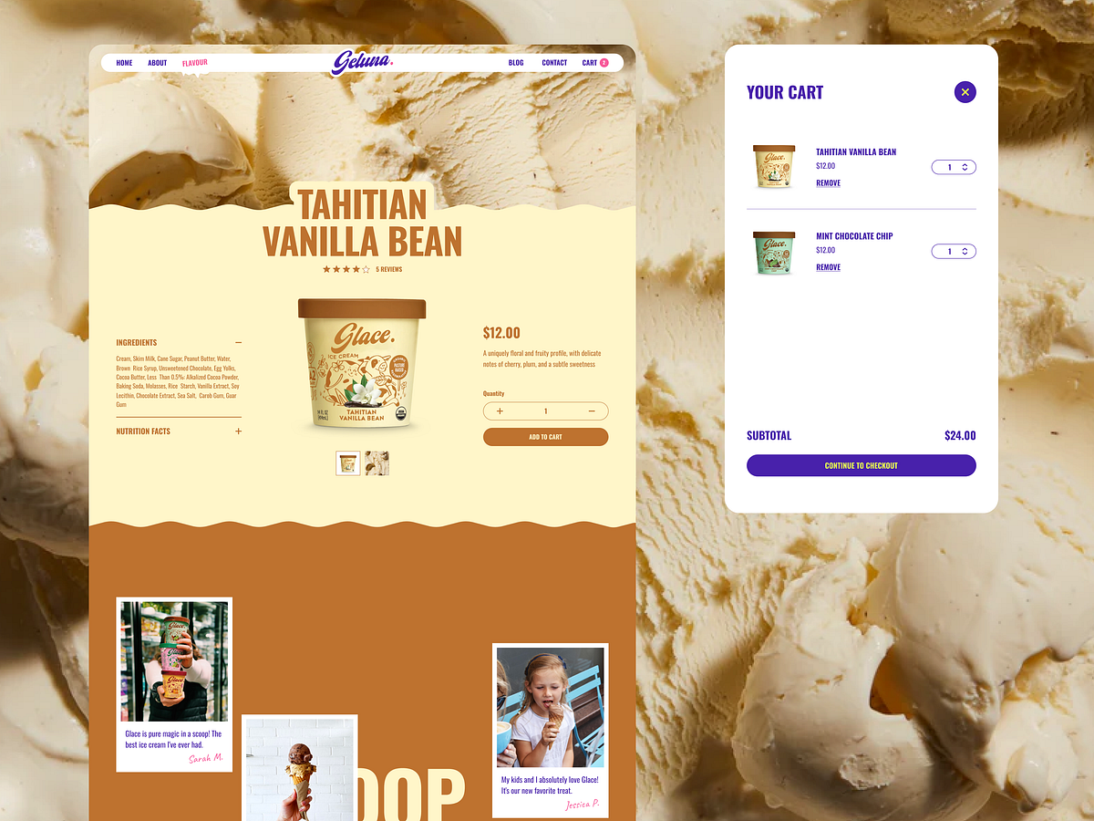 Geluna - Ice Cream Shop Webflow Site