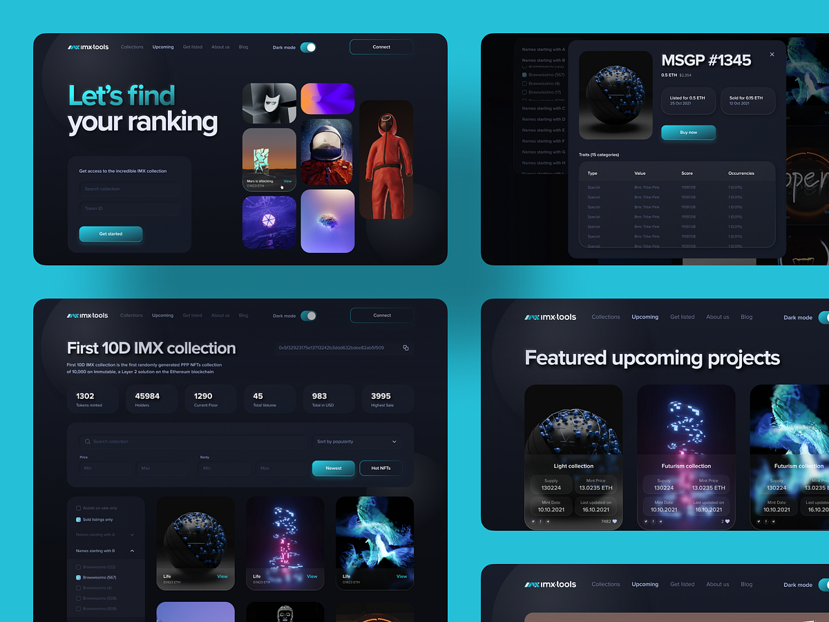 IMX Tools — Web3 Marketplace UI / Dark Mode Web & Mobile Design