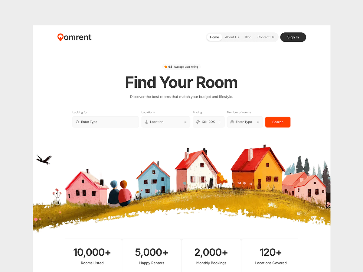 Homrent — Find Your Room | Rental Search Landing Page