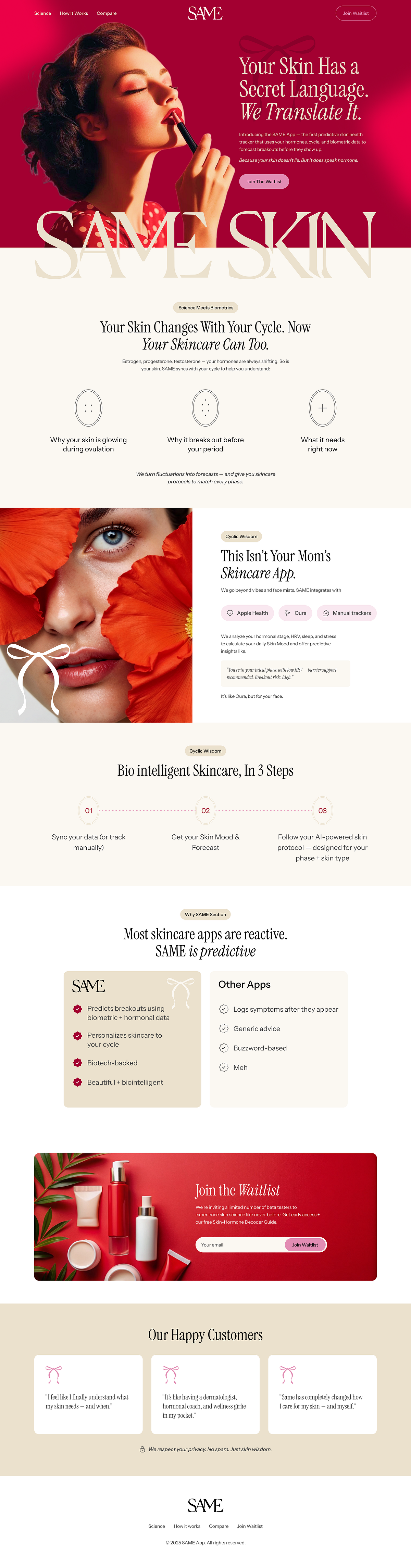 SAME Skin — Predictive Skincare Landing Page Image 0