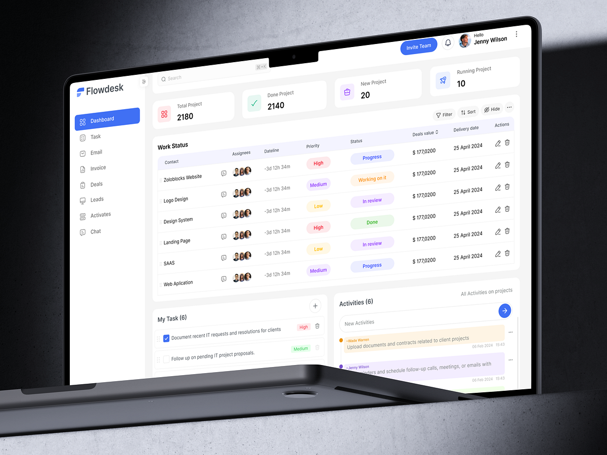 Flowdesk – Project Management Dashboard UI Image 0