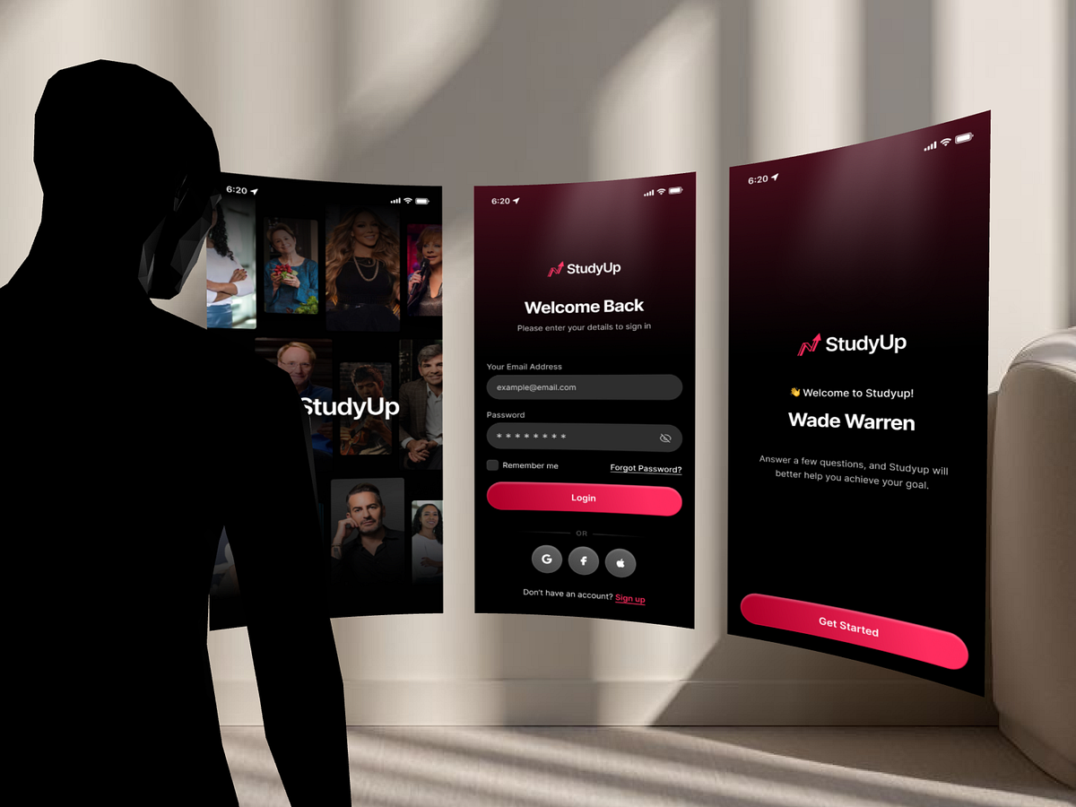 Mobile App UI — EdTech Learning App Onboarding & Login Flow