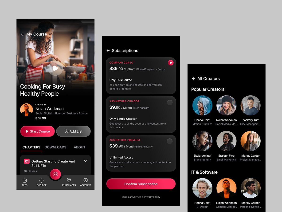 Online Course App UI, Subscription & Creator Platform Design Image 1