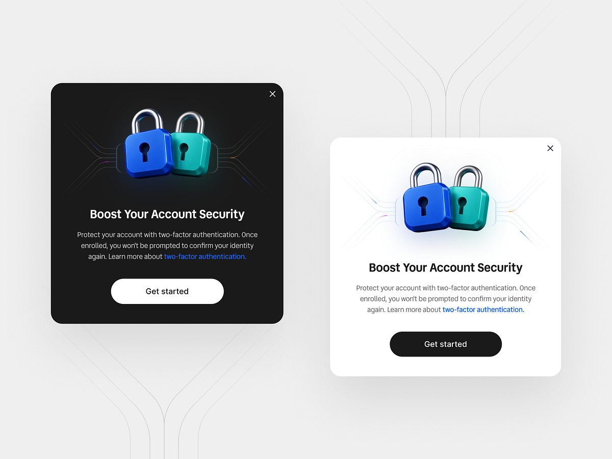 2FA Security Popup Modal UI Design