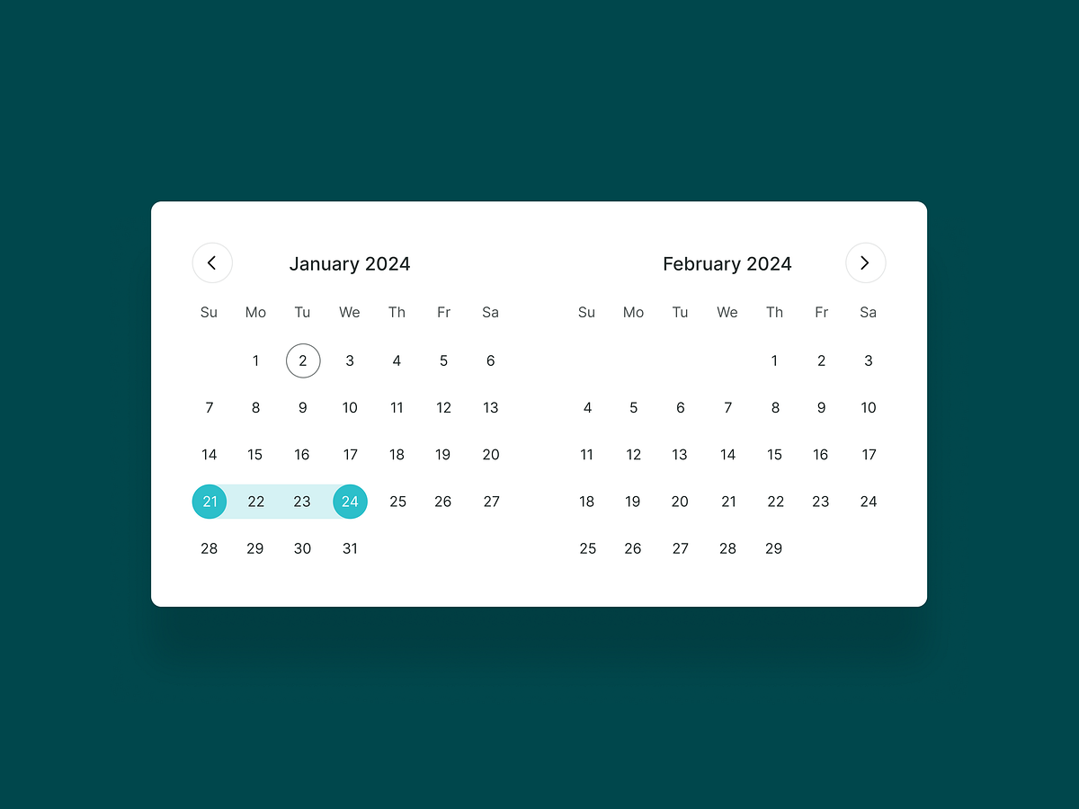Minimal Date Range Picker UI