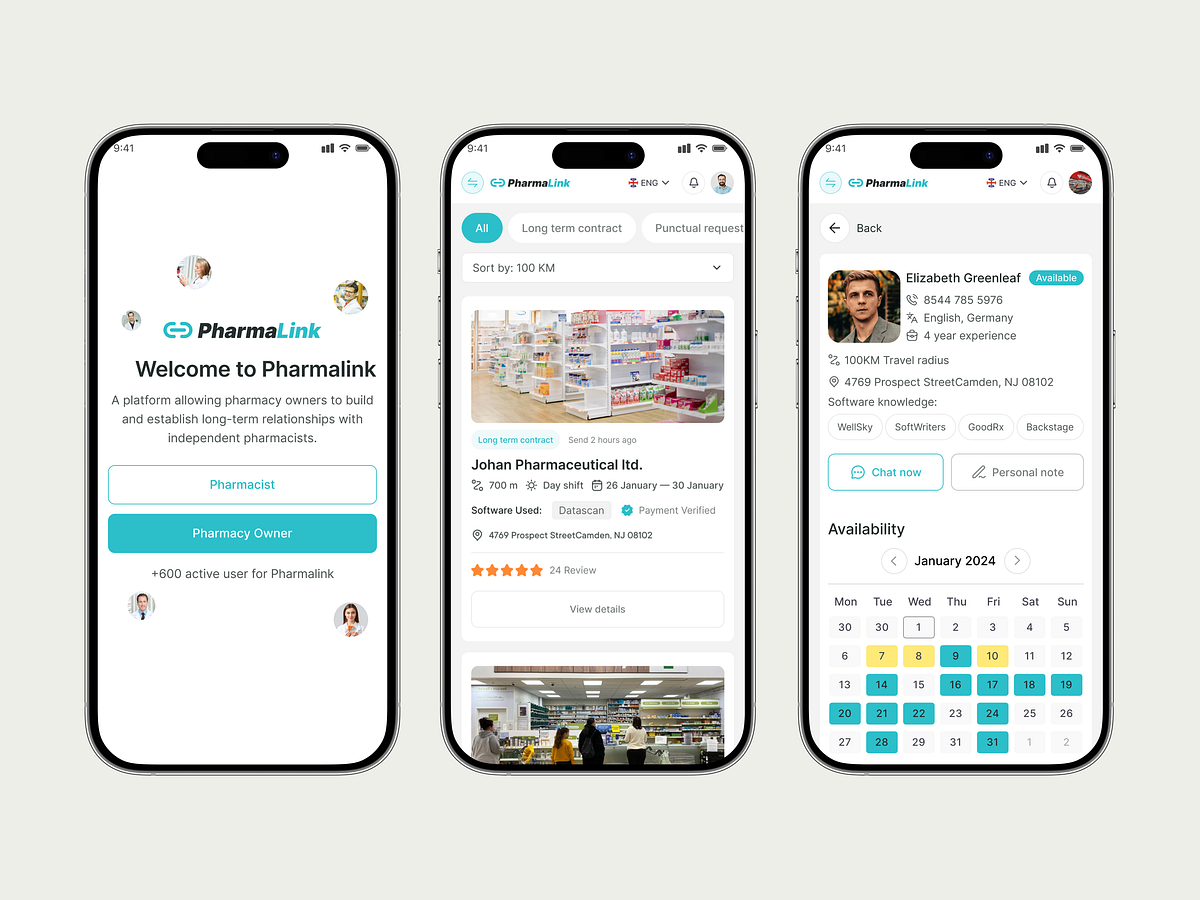 PharmaLink App — Pharmacy Staffing & Availability Management