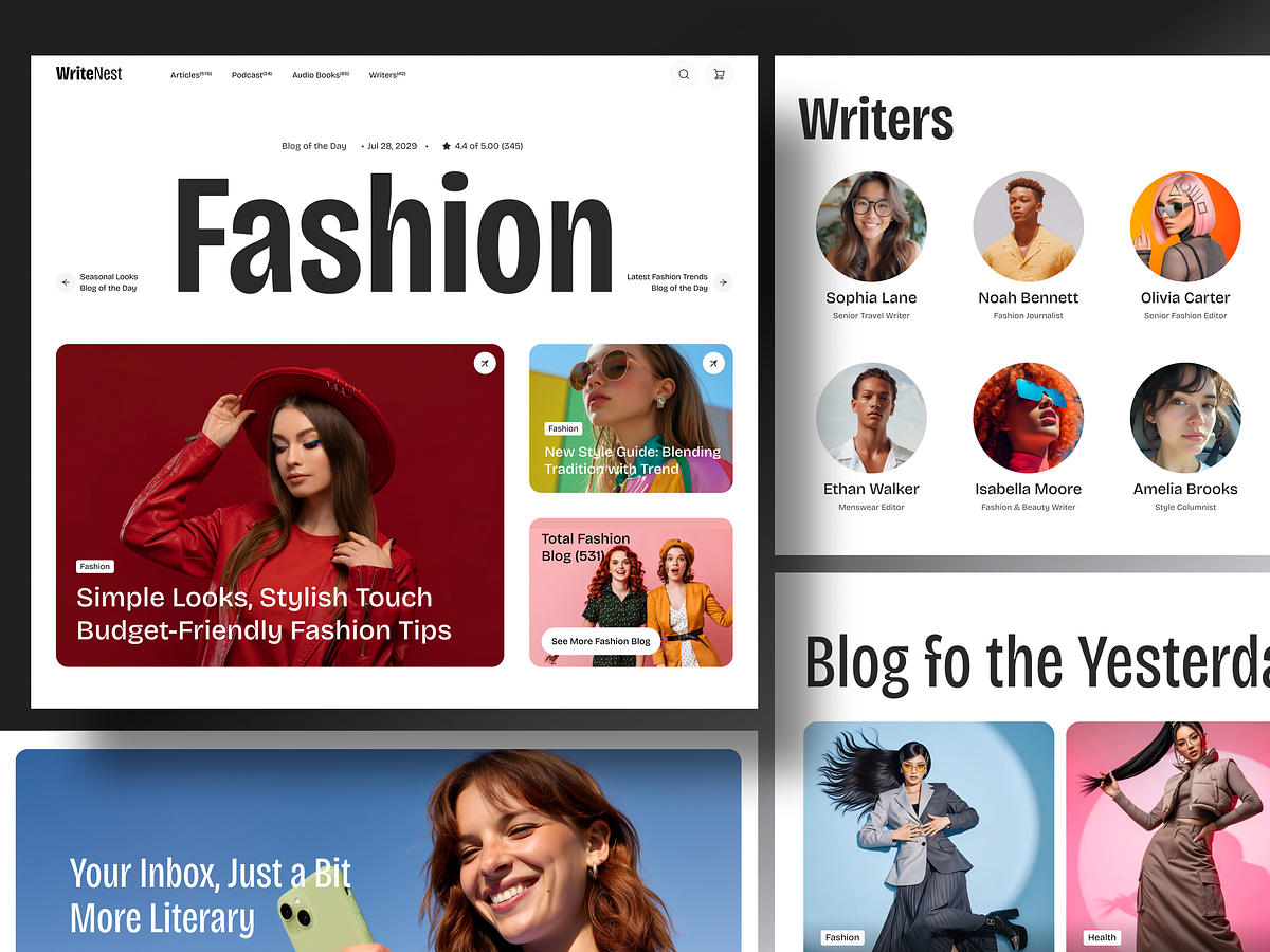 WriteNest – Fashion Blog Website | Editorial & Magazine UI Image 0
