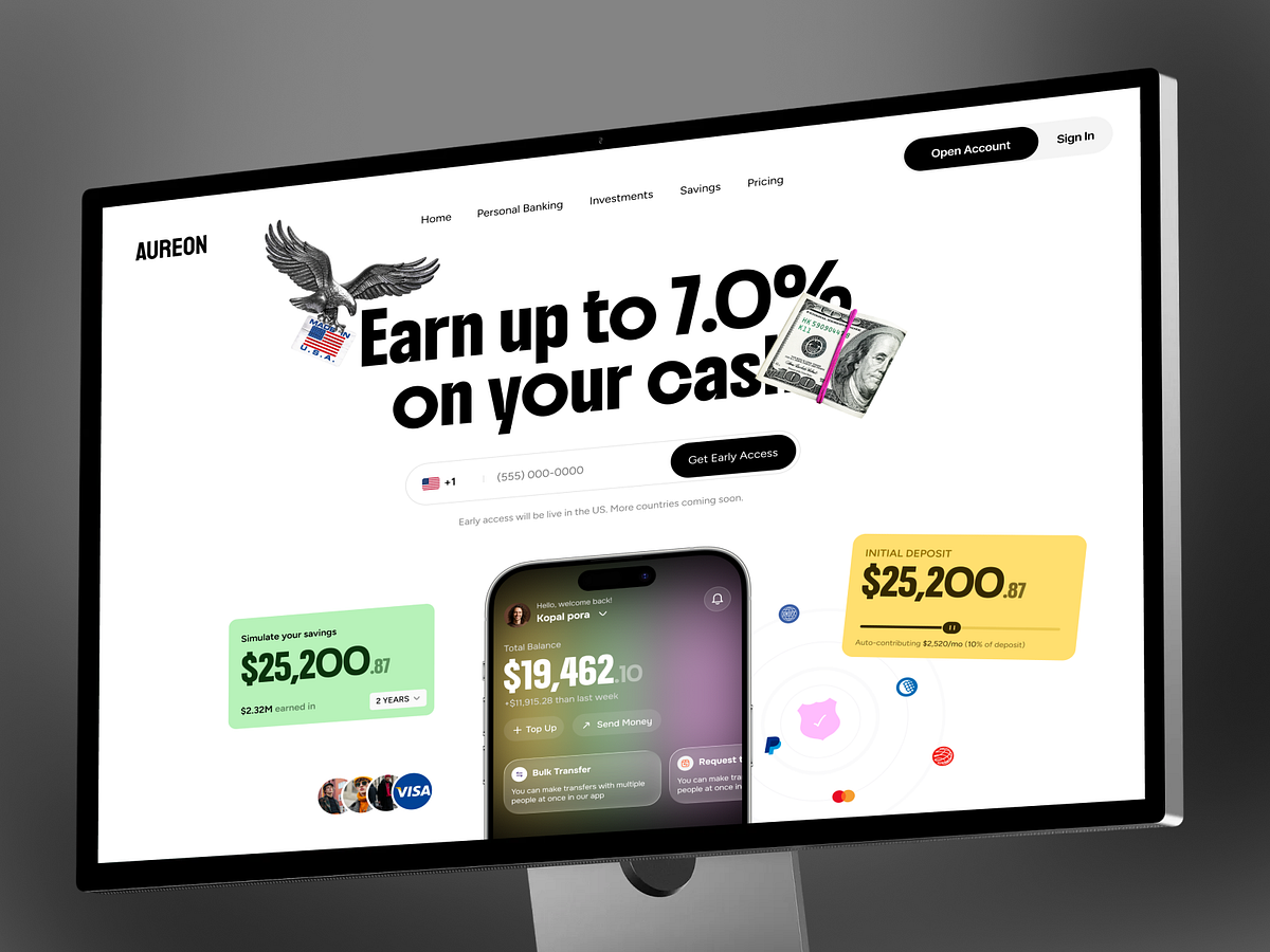 AUREON - FinTech App Landing Page | Finance SaaS UI Image 0