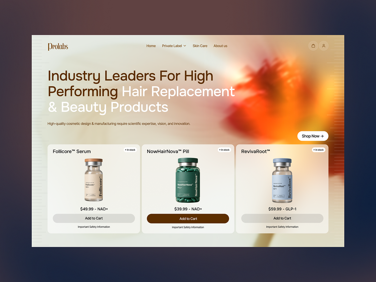 Prolabs - Cosmetics eCommerce Landing Page Design