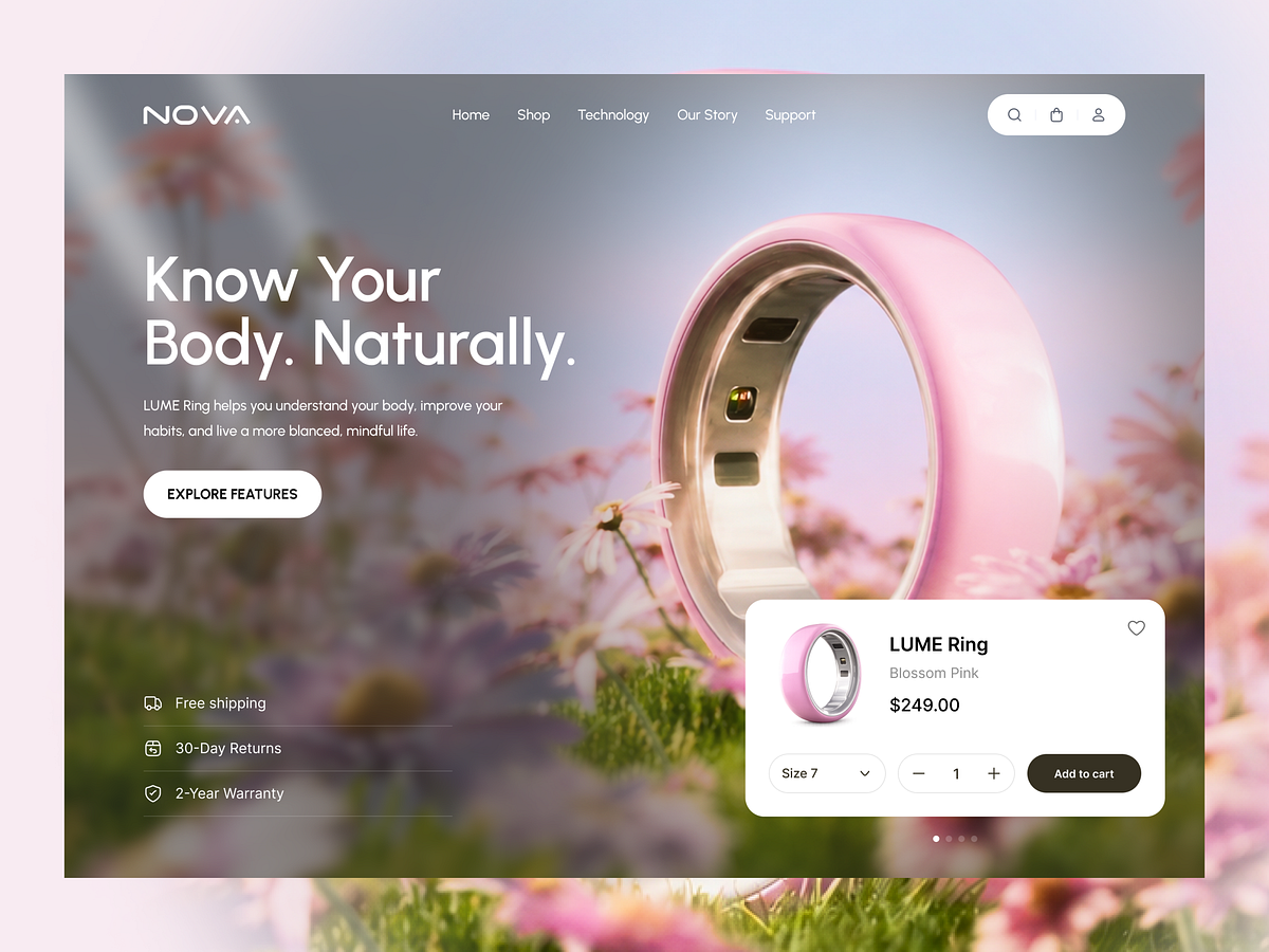 Smart Ring Health Tracking Landing Page UI