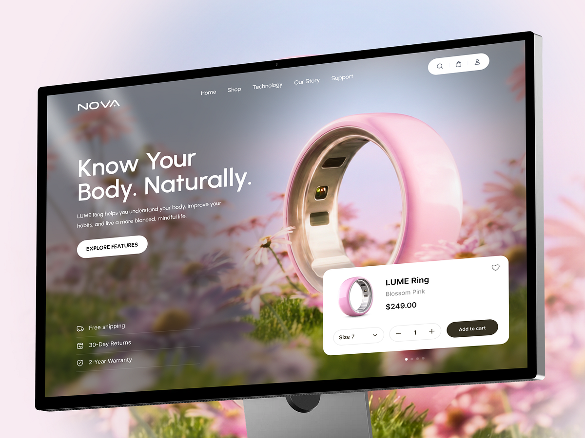Smart Ring Health Tracking Landing Page UI Image 0