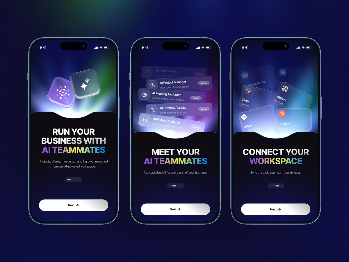 AI Business Assistant App | Mobile Onboarding UX Design Image 0