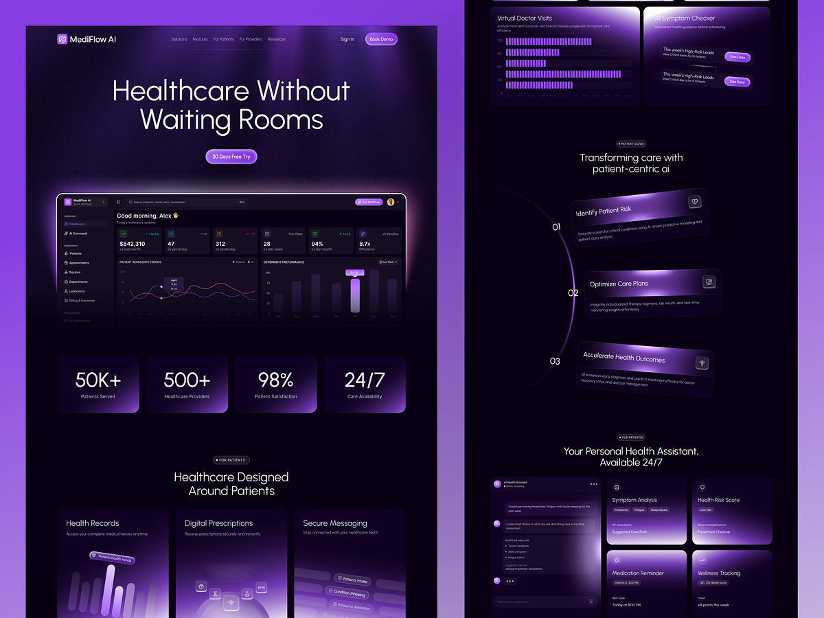 MediFlow AI - Healthcare SaaS Website Design