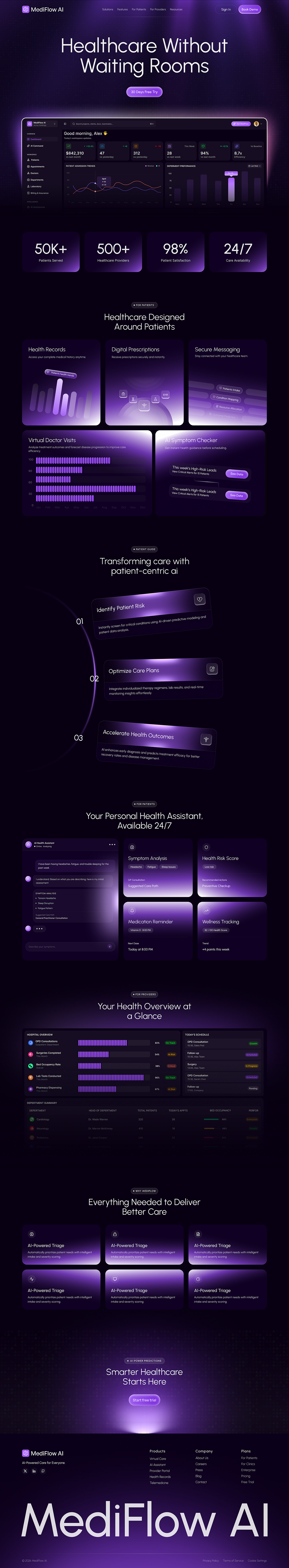 MediFlow AI - Healthcare SaaS Website Design Image 1