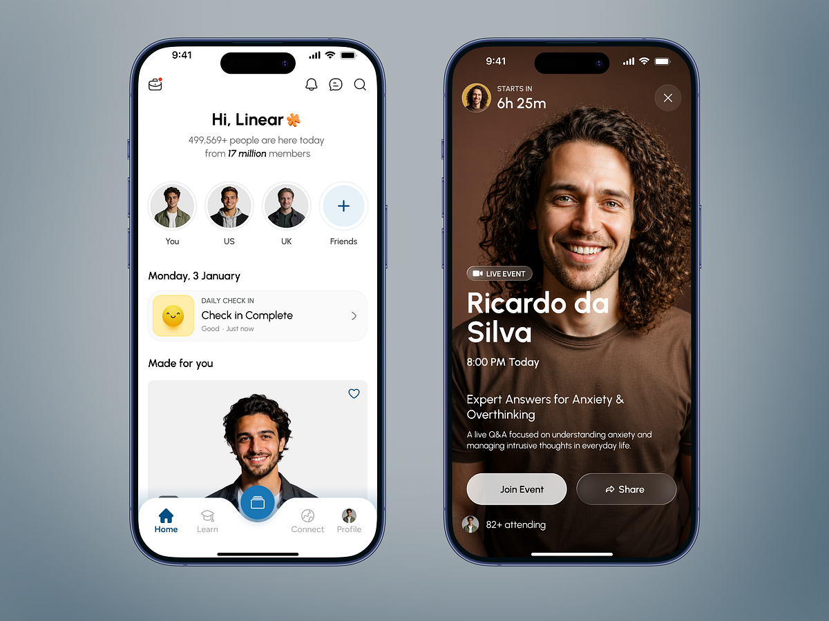 Wellness Community App Design | Health & Personal Growth Image 1