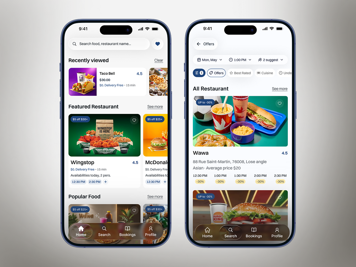 Restaurant Discovery & Booking App | Food Delivery UI Design