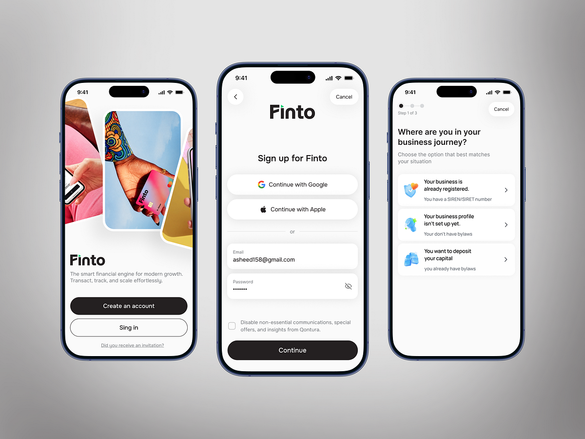 FinTech App Onboarding | Account Setup & Financial UI Design