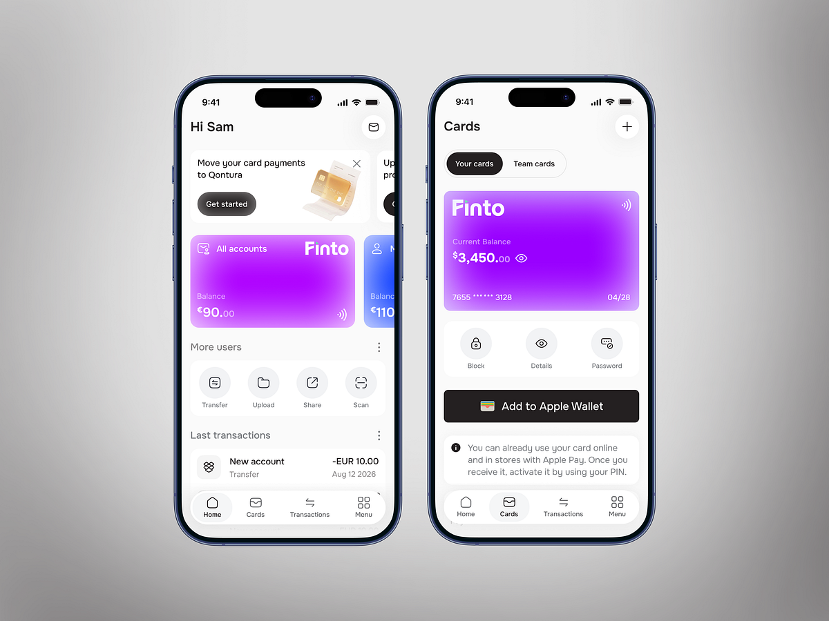 FinTech Finance App UI | Cards, Payments & Account Management Image 0