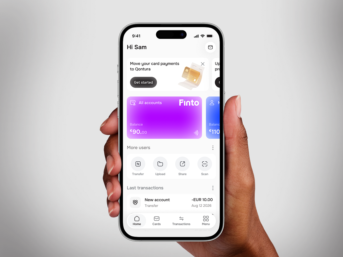 FinTech Finance App UI | Cards, Payments & Account Management Image 1