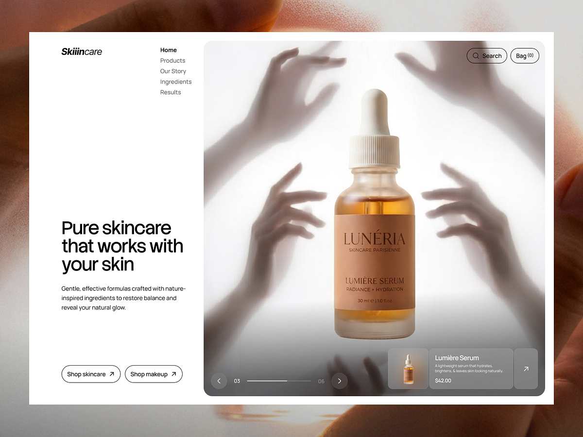 Skincare eCommerce Website UI | Beauty & Cosmetic Landing Page