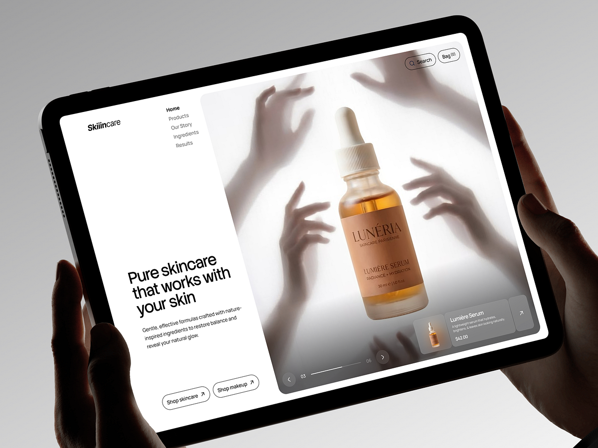 Skincare eCommerce Website UI | Beauty & Cosmetic Landing Page Image 1