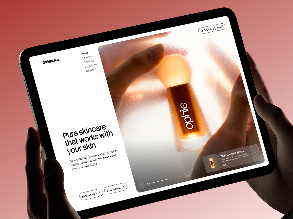 Skincare Brand Website UI | Beauty Product Showcase & eCommerce Image 1