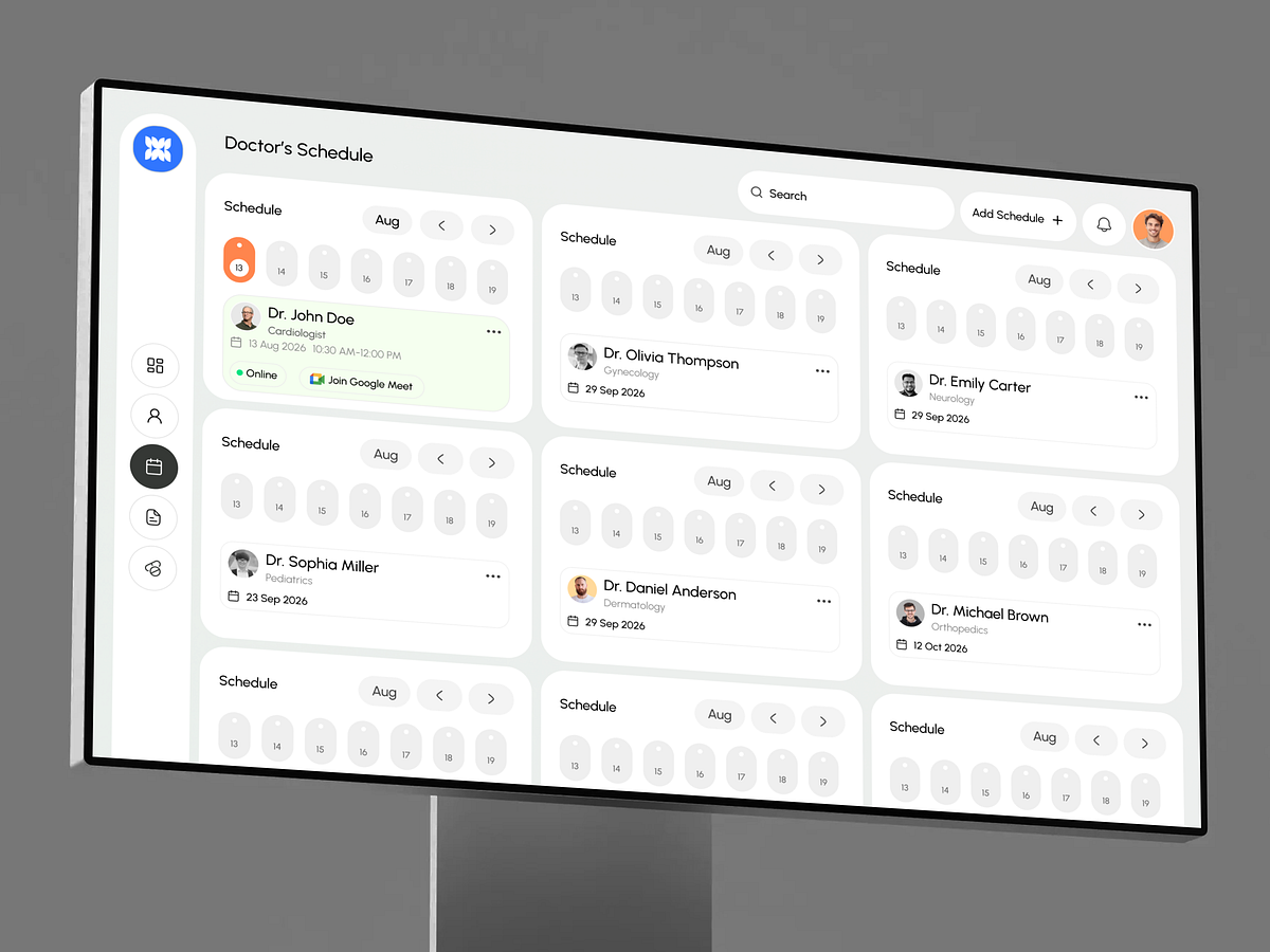 Doctor Appointment Schedule UI | Healthcare Dashboard Web App