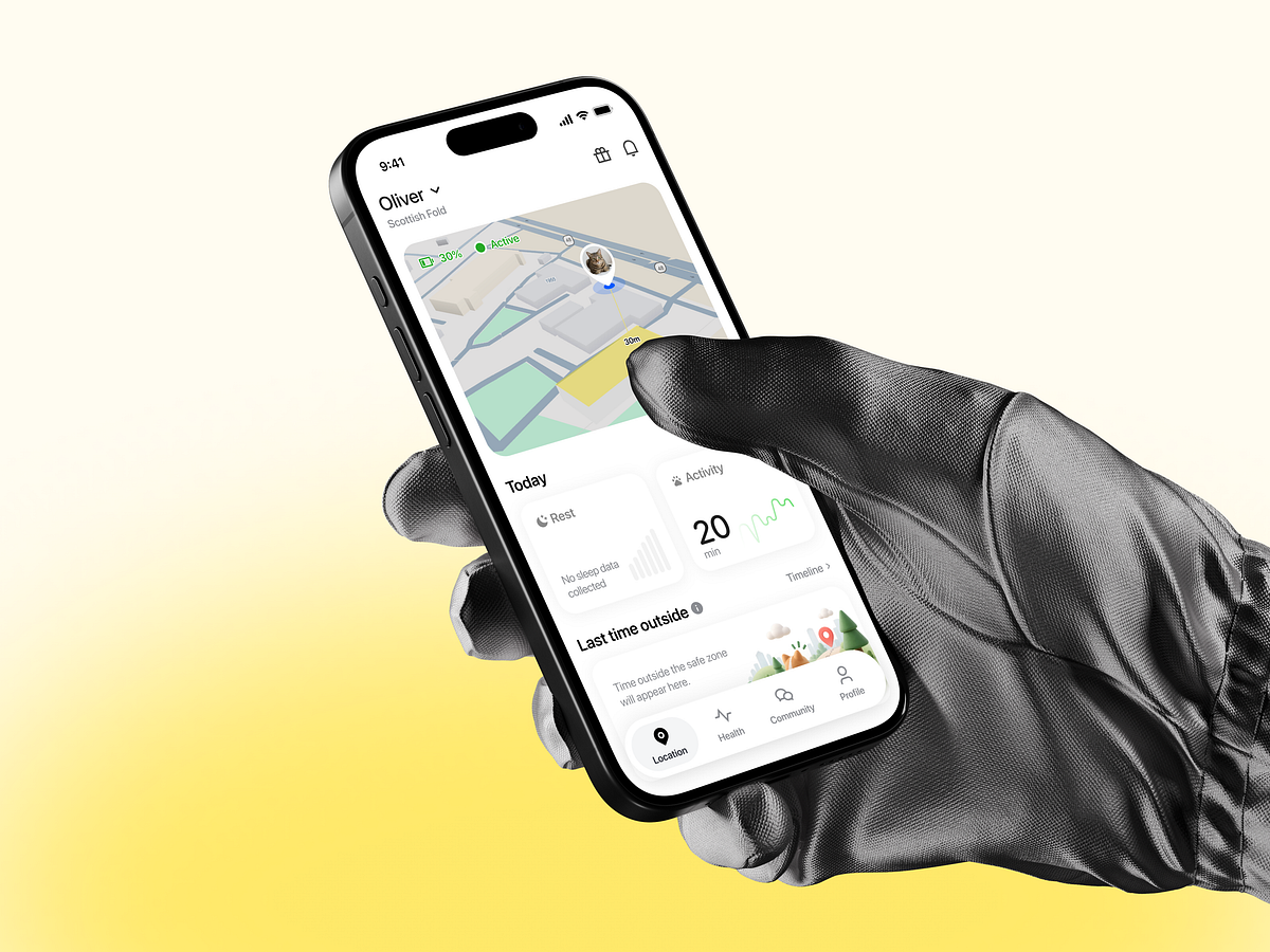 Pet Tracking App Design | GPS, Health & Pet Activity Image 1