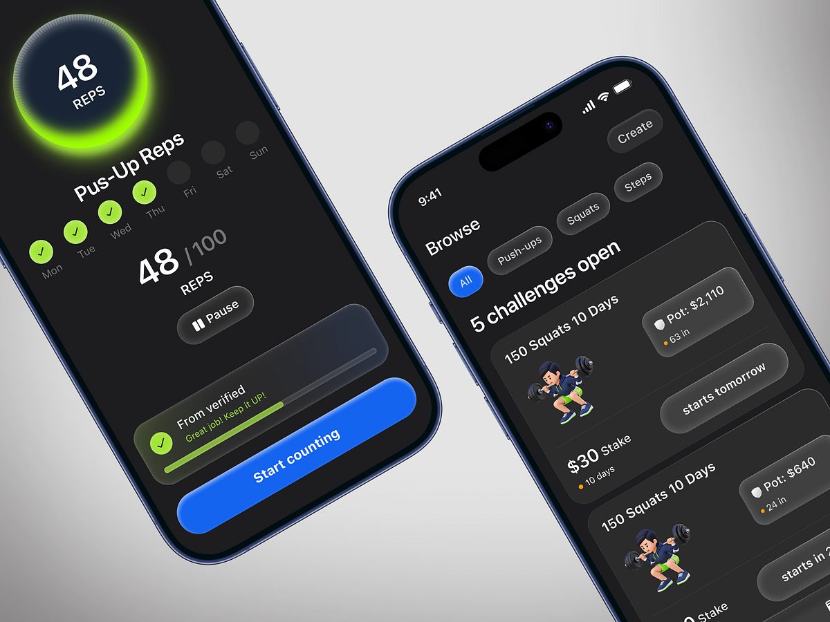 Fitness Challenge App |  Tracking & Workout Progress Design Image 2