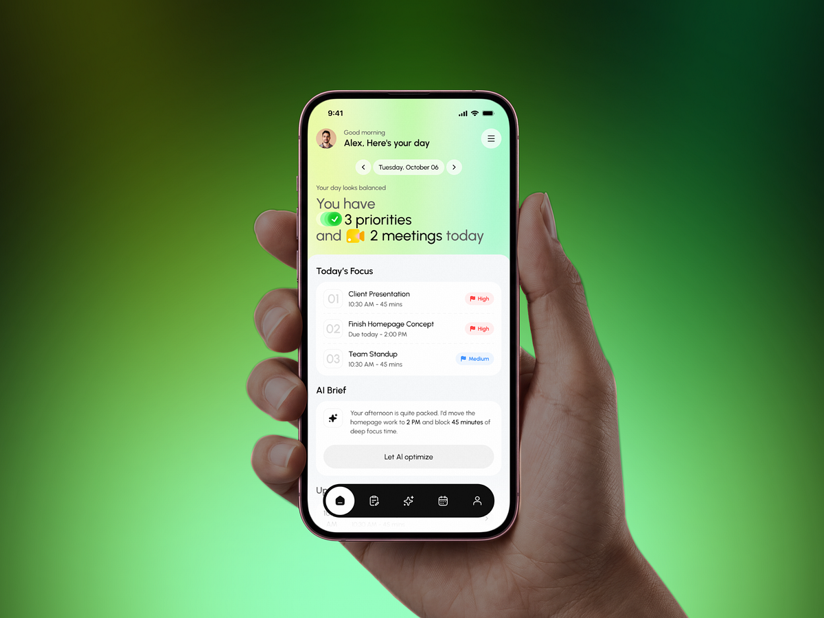 AI Task Planner App Design Image 1