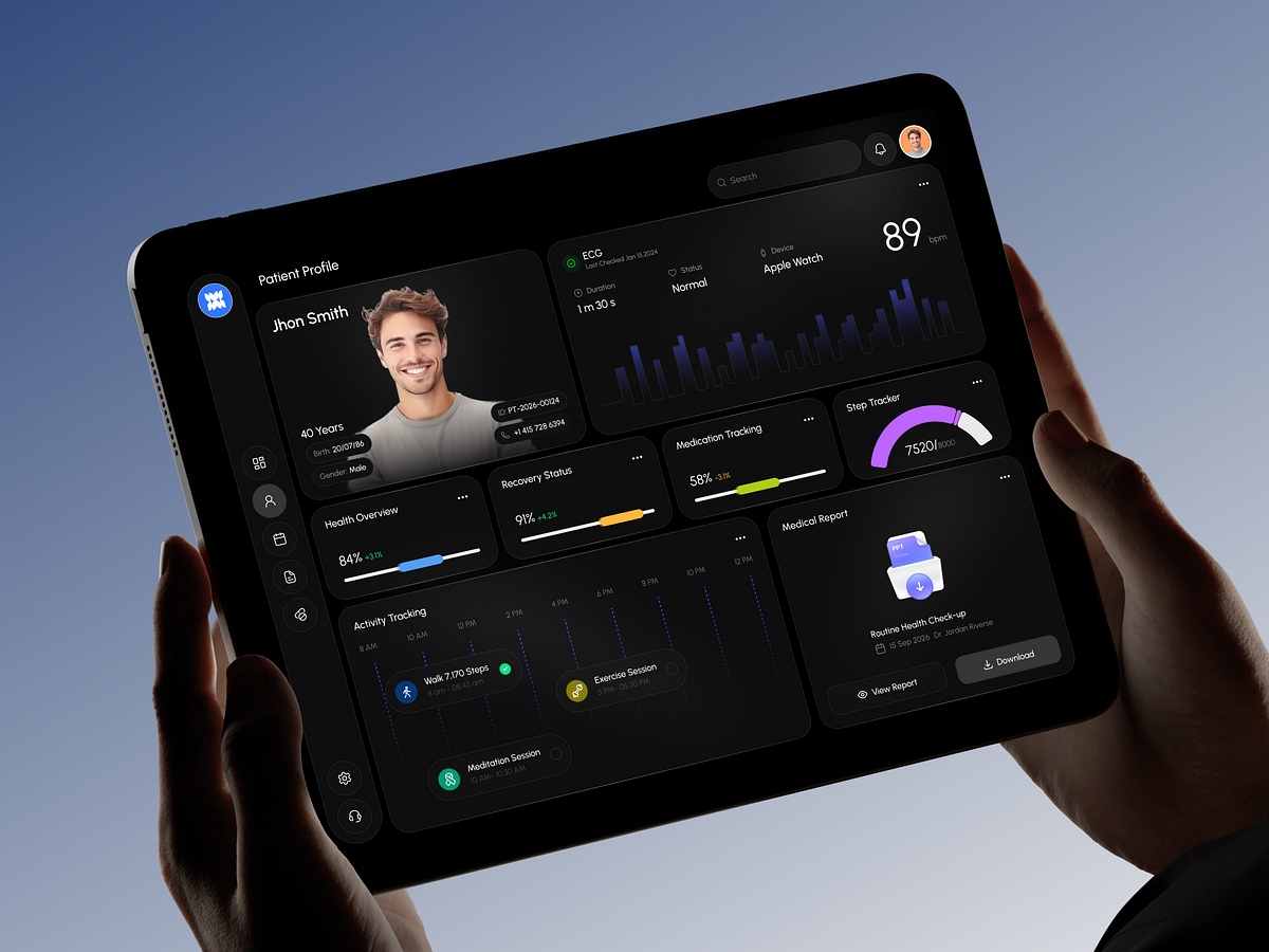 Patient Health Dashboard UI | Healthcare Management Web App Image 0