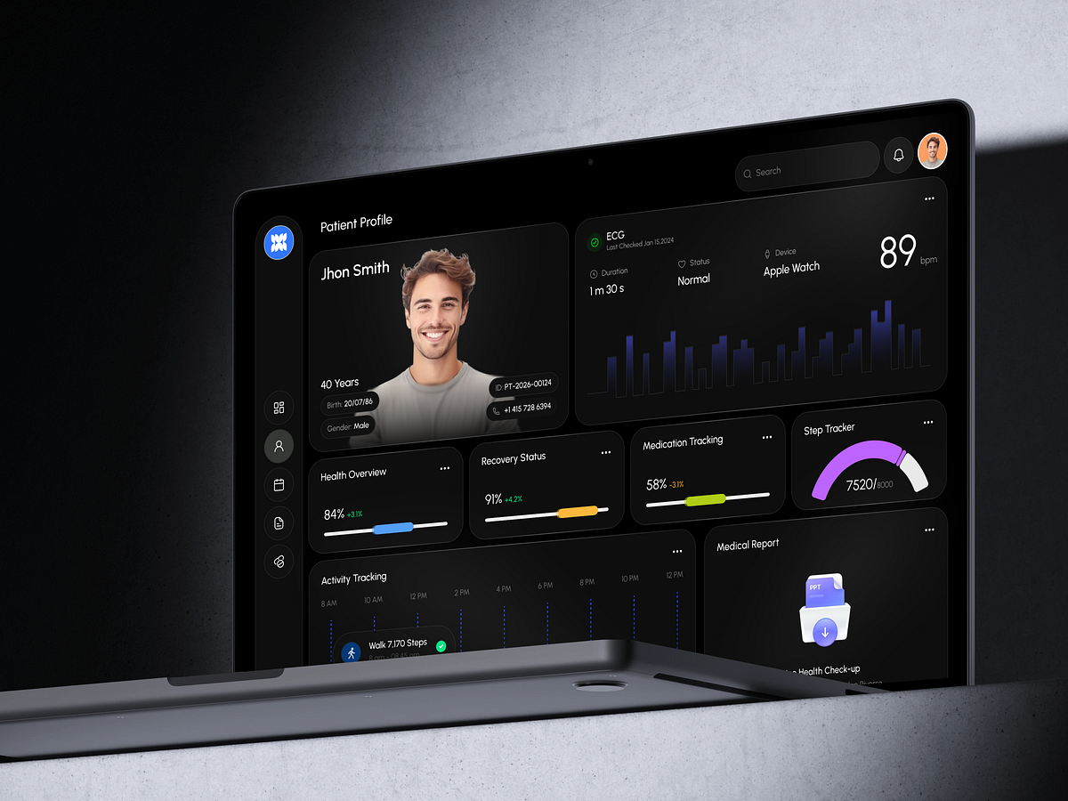 Patient Health Dashboard UI | Healthcare Management Web App Image 1