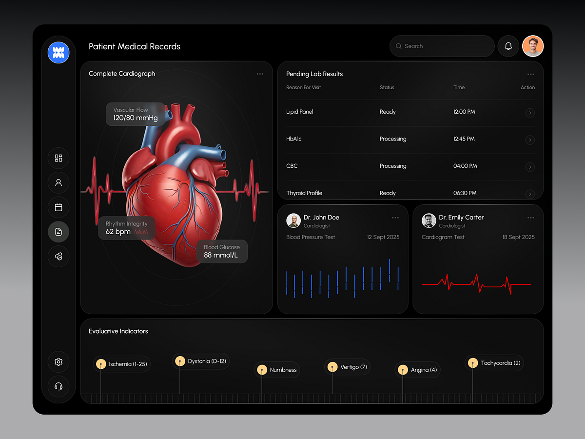 Medical Records Dashboard | ECG & Lab Results Web App Image 0