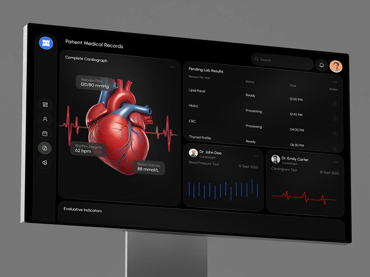 Medical Records Dashboard | ECG & Lab Results Web App Image 1