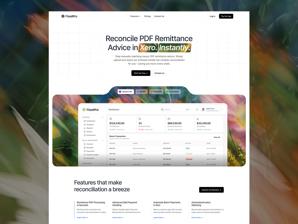 Remittance Reconciliation Software Website Design Image 0