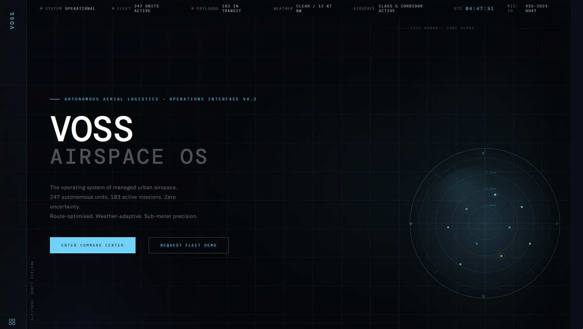 VOSS — Autonomous Aerial Logistics UI / Web Direction Image 0
