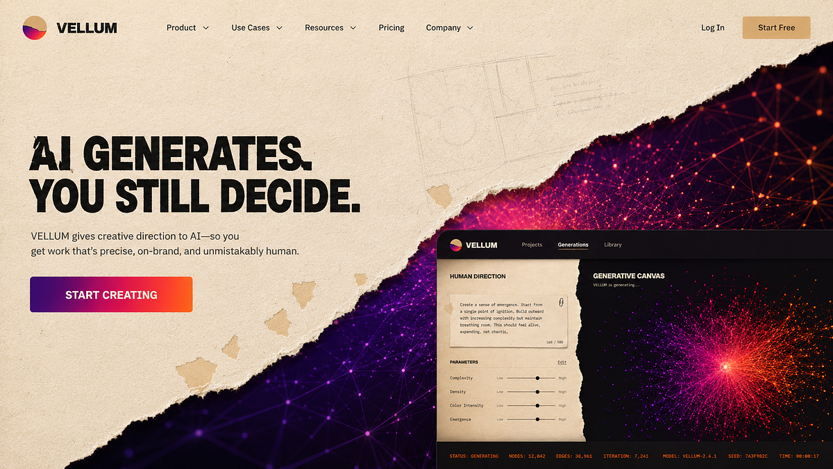 VELLUM — Generative AI Design Platform Brand Direction Image 2