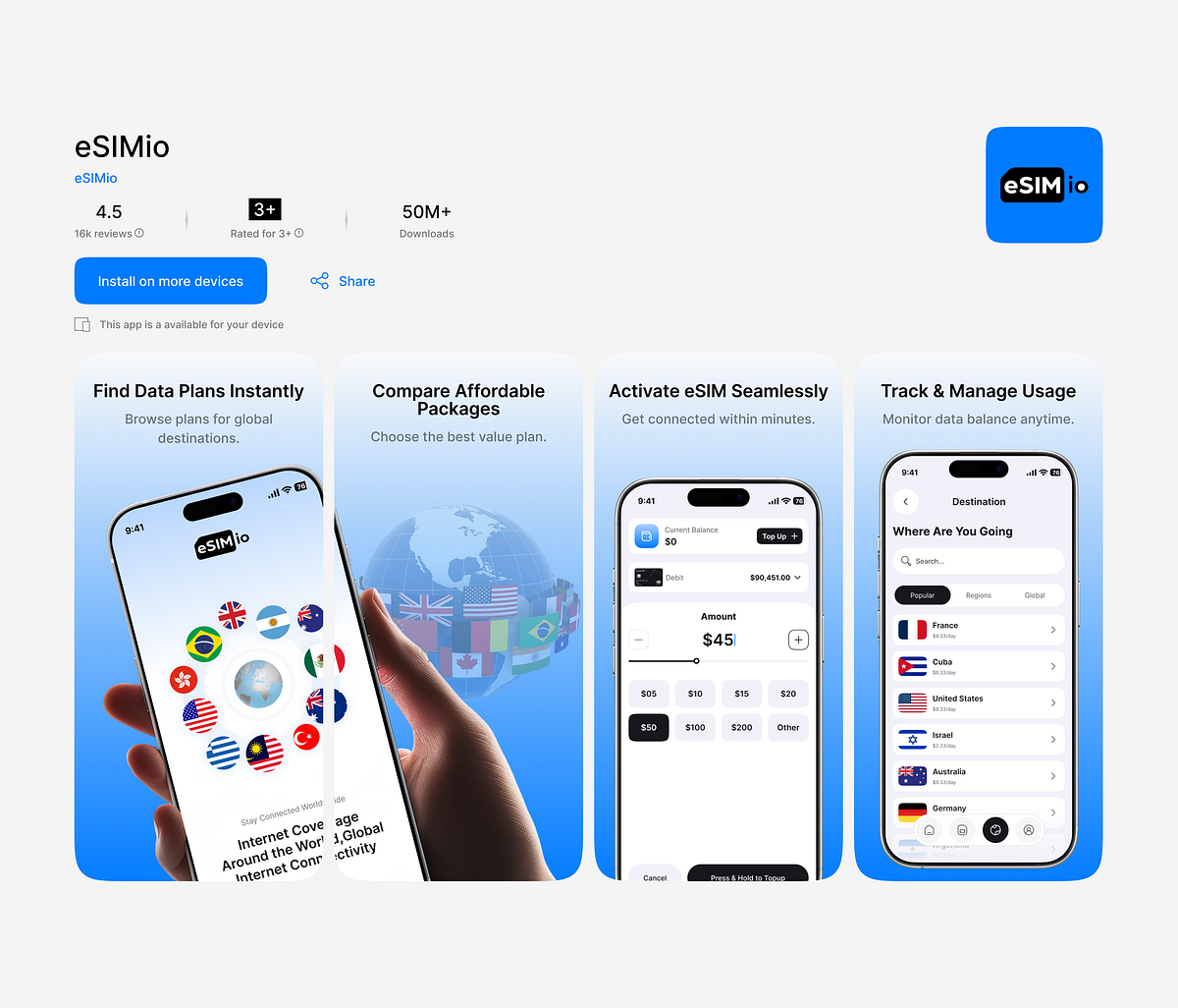 Modern eSIM Travel App | Mobile UI/UX Design Image 1