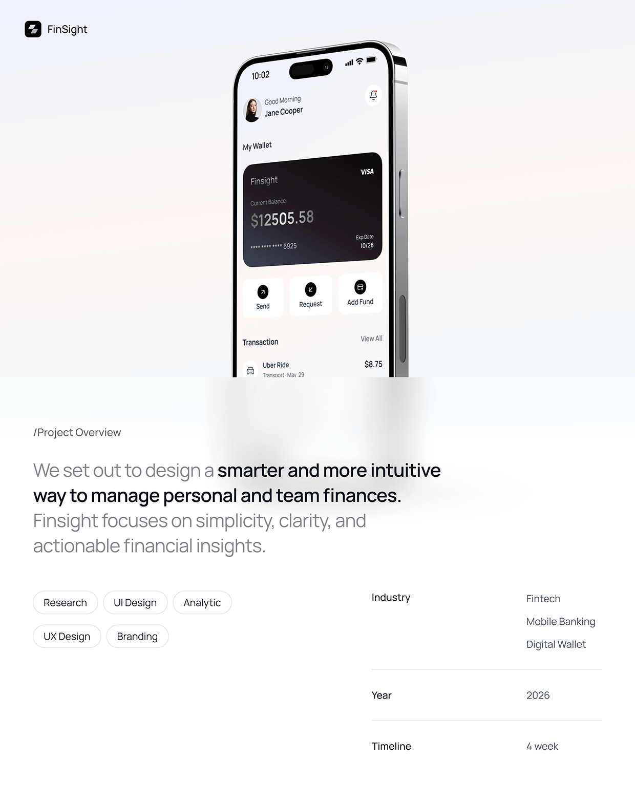 Finsight — Fintech Mobile Wallet App UI/UX Case Study